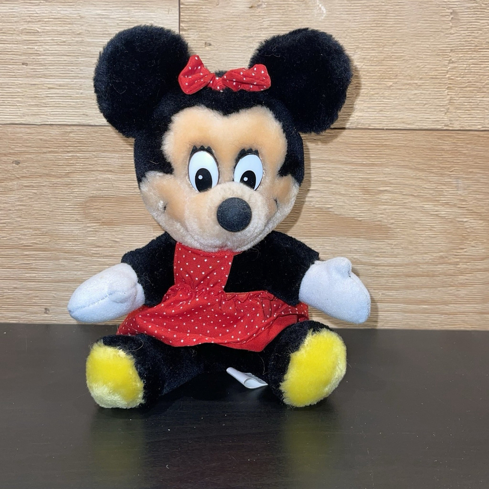 Vintage Disneyland Souvenir Sitting 7" Minnie Mouse Small Plush Doll Toy EUC‎